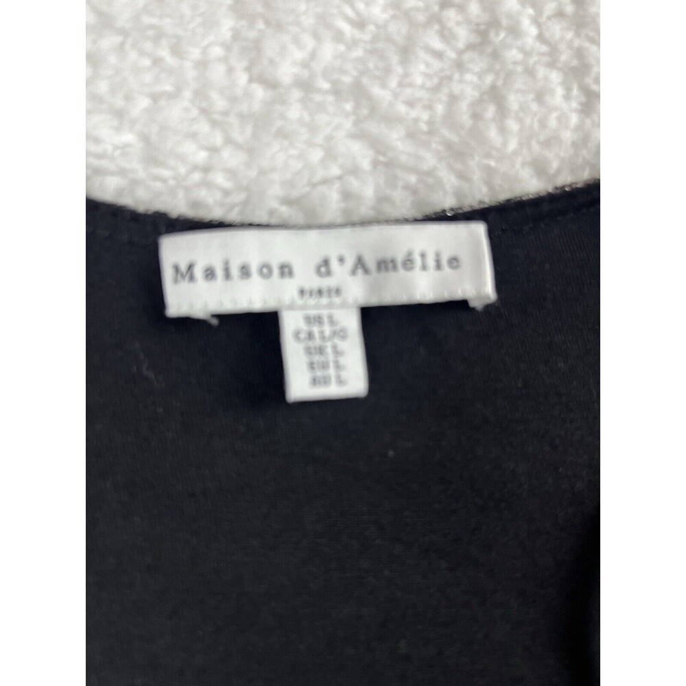 Anthropologie Maison De Amelie Top Womens L Shimmer Silver Puff Long Sleeve Chic - Picture 2 of 8